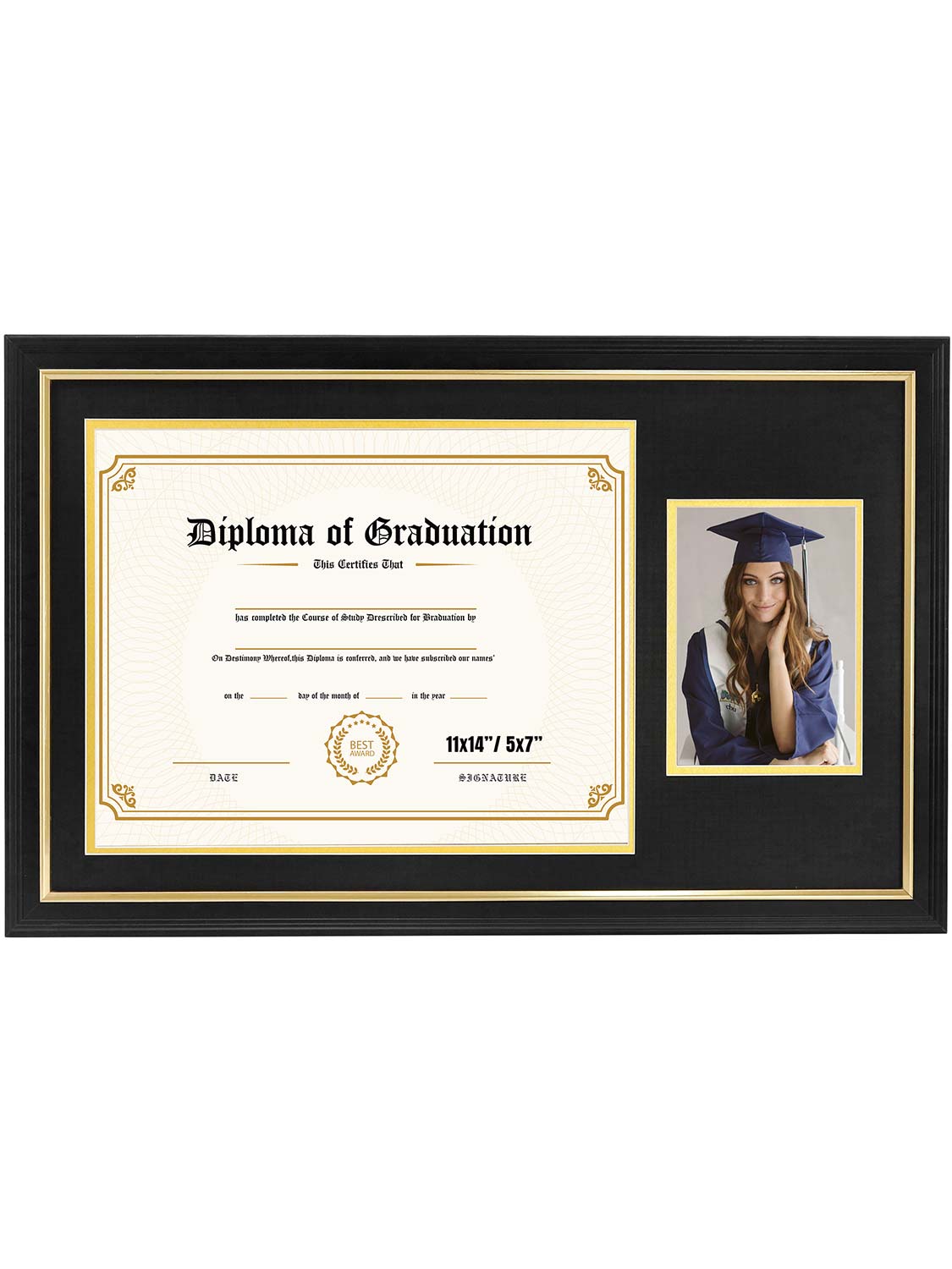 Black Regal Certificate Diploma with Picture Frames