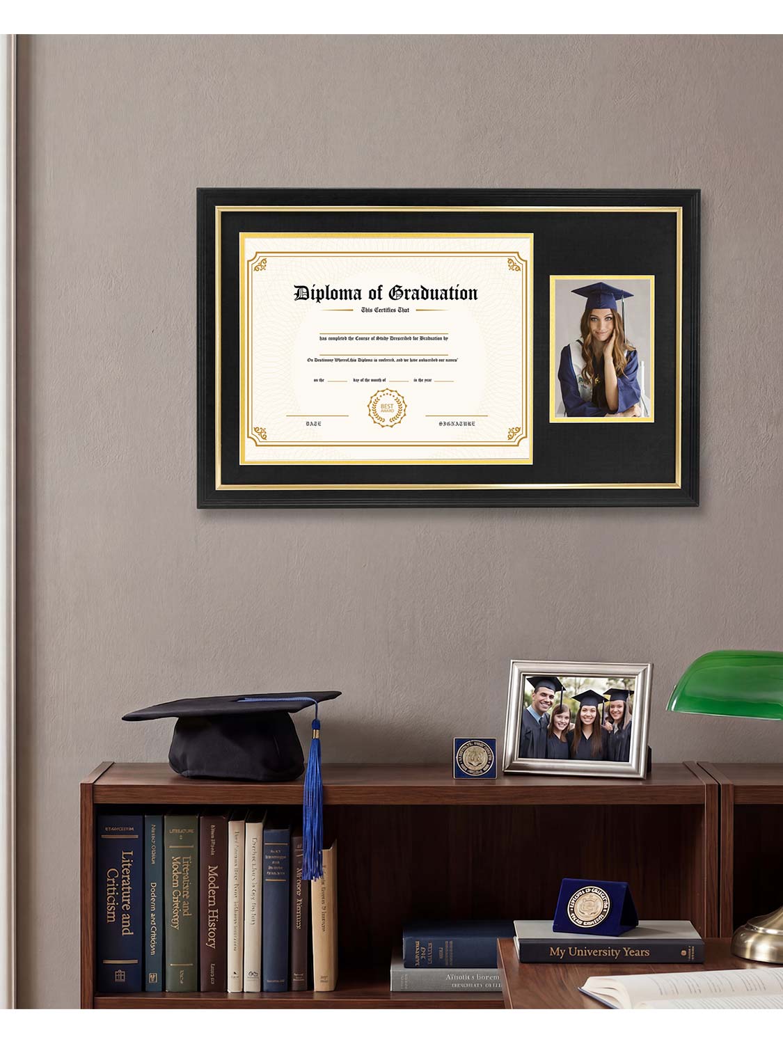 Black Regal Certificate Diploma with Picture Frames