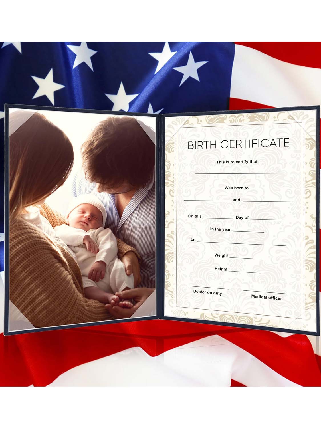 US Birth Certificate Holder Birth Panoramic Certificate Cover with logo Birth Certificate