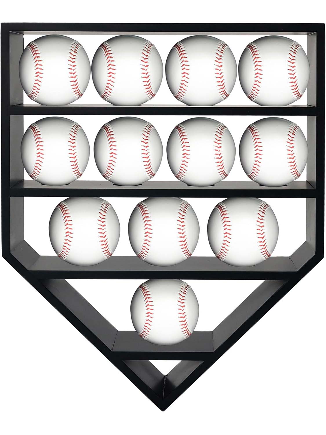 Wooden Autographed Baseball Shelves Display Case & Holder for 12 Balls - 2 Colors Available
