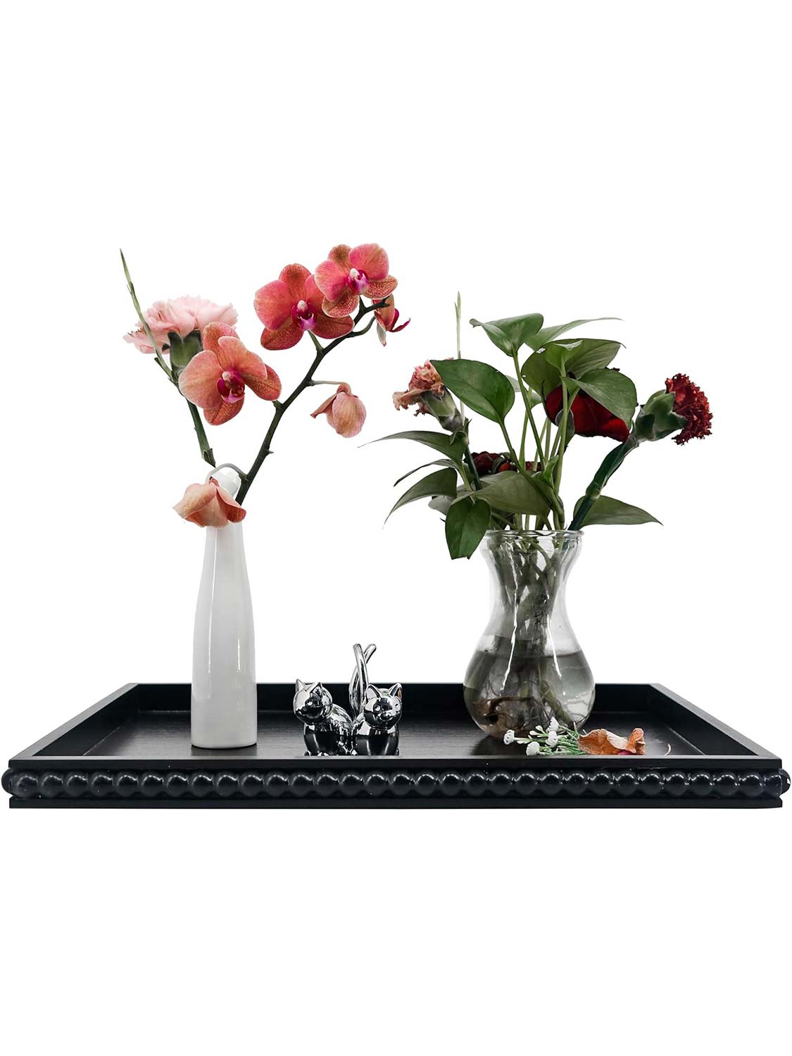 12*16 Rectangular Wooden Beaded Decorative Tray - 3 Color Available