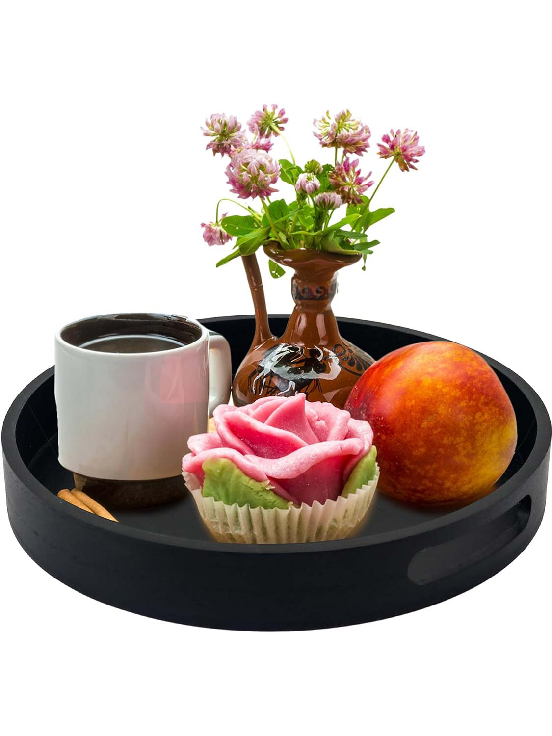 Multi-Functional Large Round Wooden Table Trays - Various Colors and Sizes Available