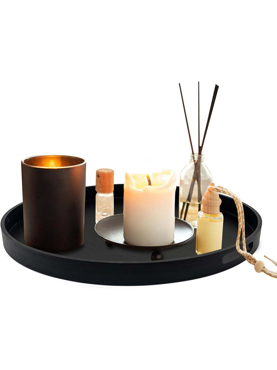 Multi-Functional Large Round Wooden Table Trays - Various Colors and Sizes Available