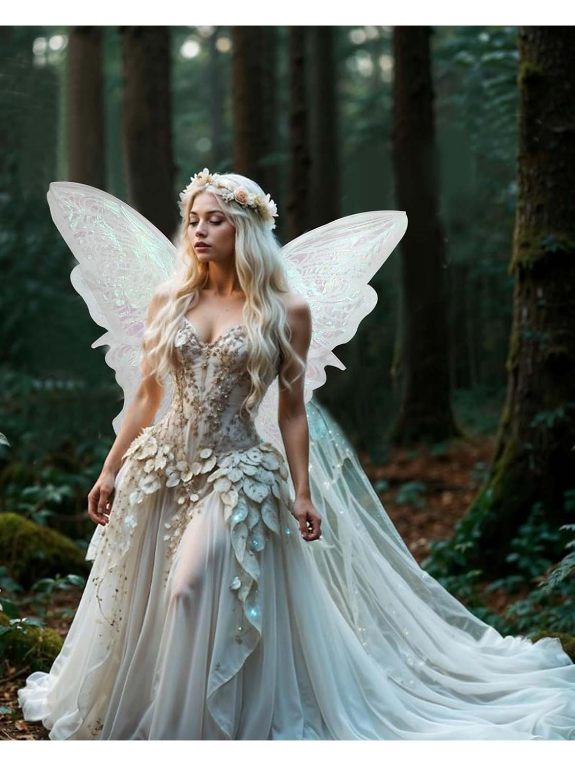 Sparkly Organza Butterfly Fairy Wings Set for Cosplay - 32*30