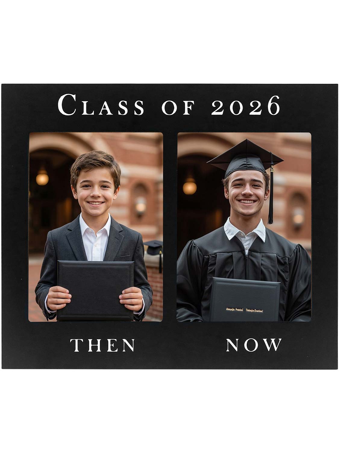 Class of 2026 Double 5x7 Then and Now Wooden Graduation Photo Frame - 2 Styles Available