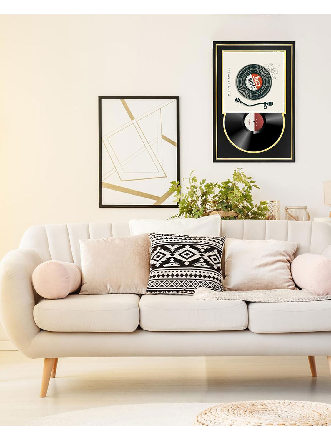 Black Vinyl Record Album Frame with Gold Trim for 12*12 LP Covers - 2 Colors Avialable