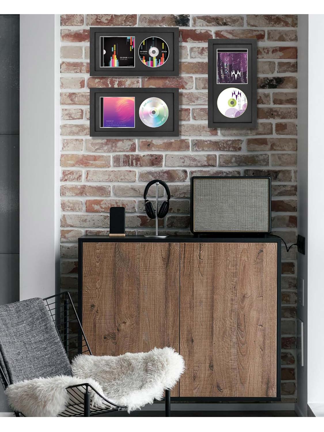 Black 14.2*7.7 Signed Record Discs Holder with Real Glass CD Display Frame Case - 2 Colors Available