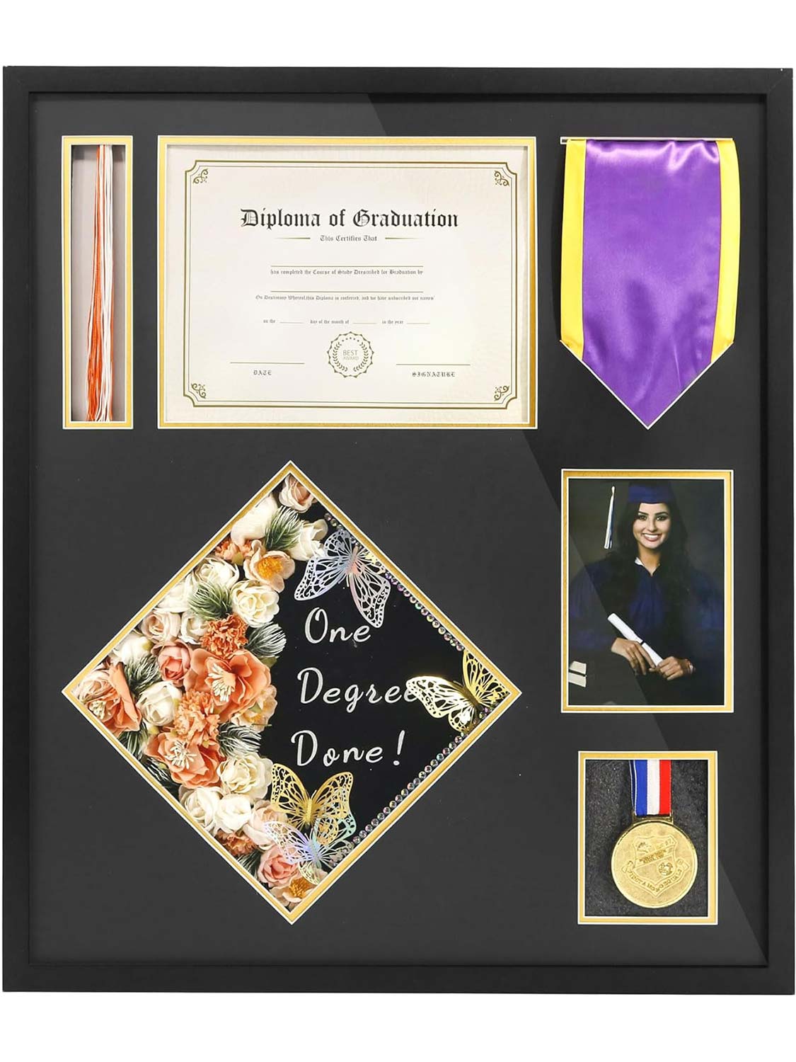 GraduationMall 20x20cm 3D Bilderrahmen für Tickets Shadow Box mit Slot GraduationMall 20x20cm 3D Bilderrahmen für Tickets Shadow Box mit Slot
