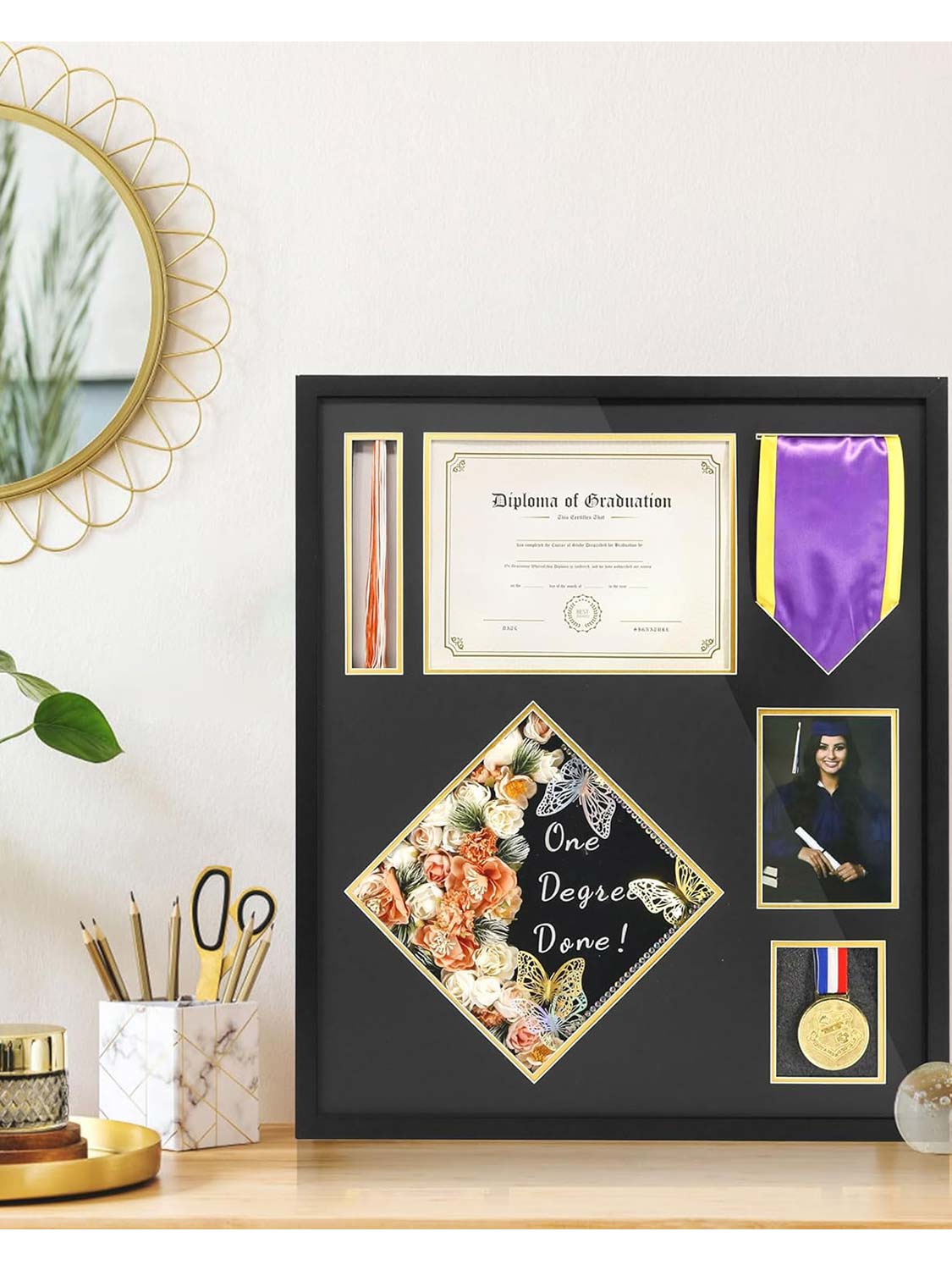 23*27 Graduation Shadow Box Frame for Diploma, Cap, Tassel, Stole, Medal & Photo