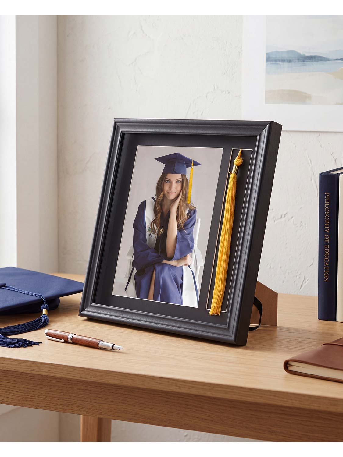 8*10 Wooden Picture Frame with Tassel Holder - 3 Colors Available