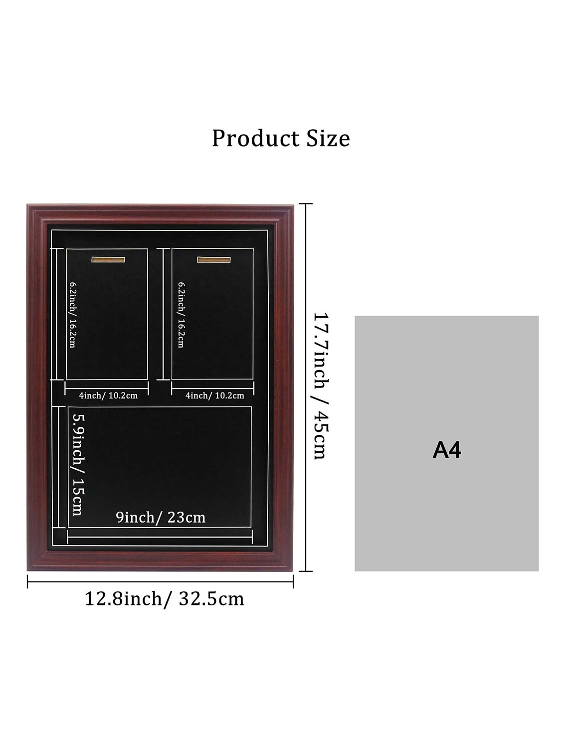 18*13 Wood Medal Display Case with Real Glass 3-in-1 mat holds race bib, medals and photos - 4 Colors Available