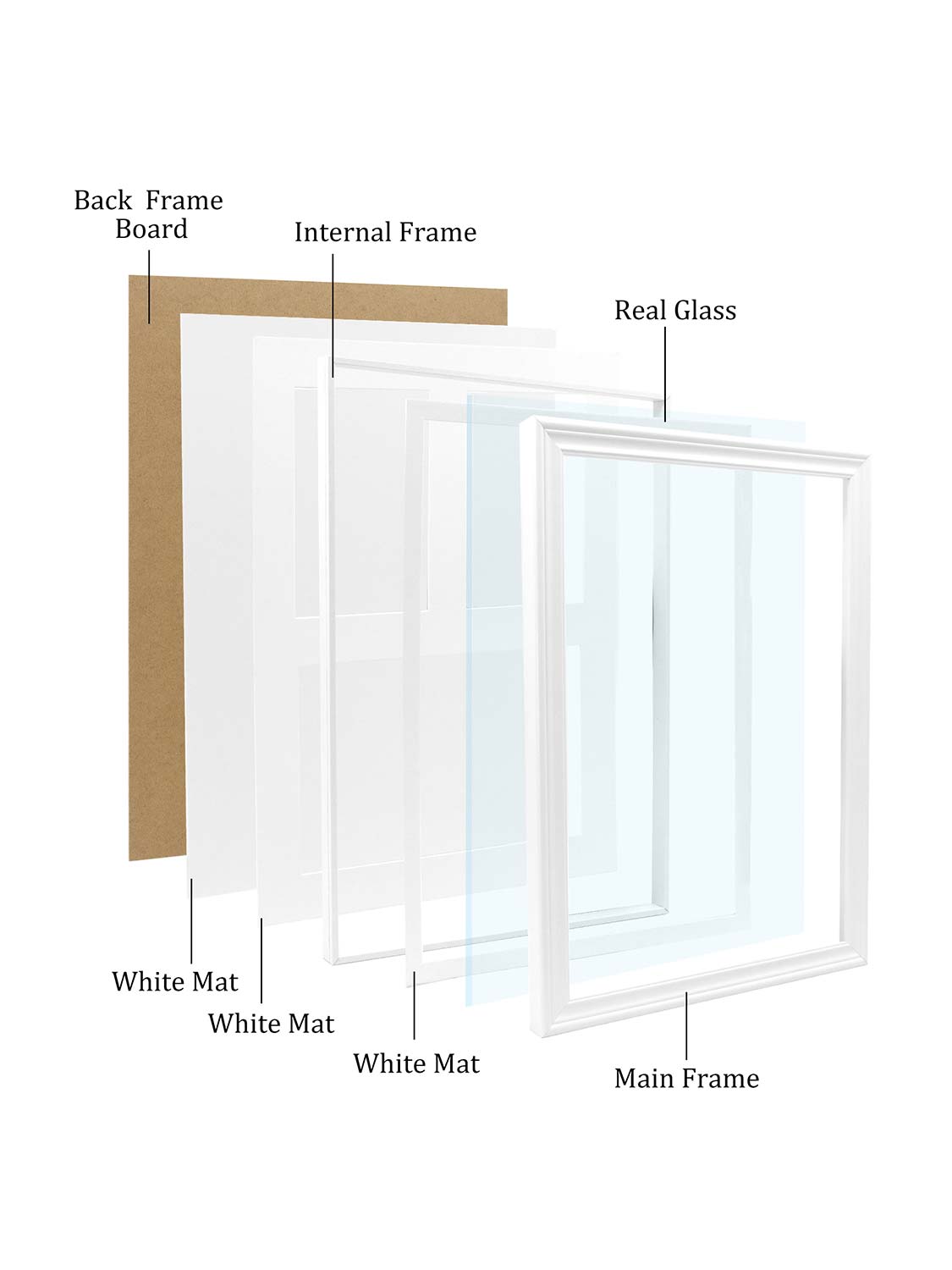 18*13 Wood Medal Display Case with Real Glass 3-in-1 mat holds race bib, medals and photos - 4 Colors Available