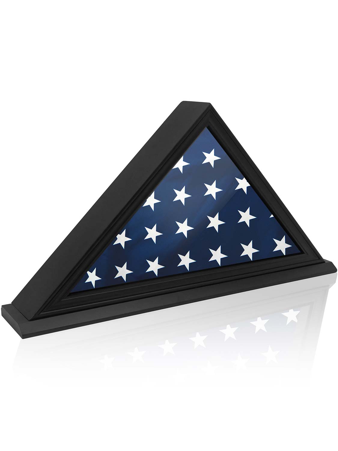 Solid Wood Wall Mounted Triangle Flag Shadow Box for 5*9.5 American Veteran Burial Flag - 3 Colors Available