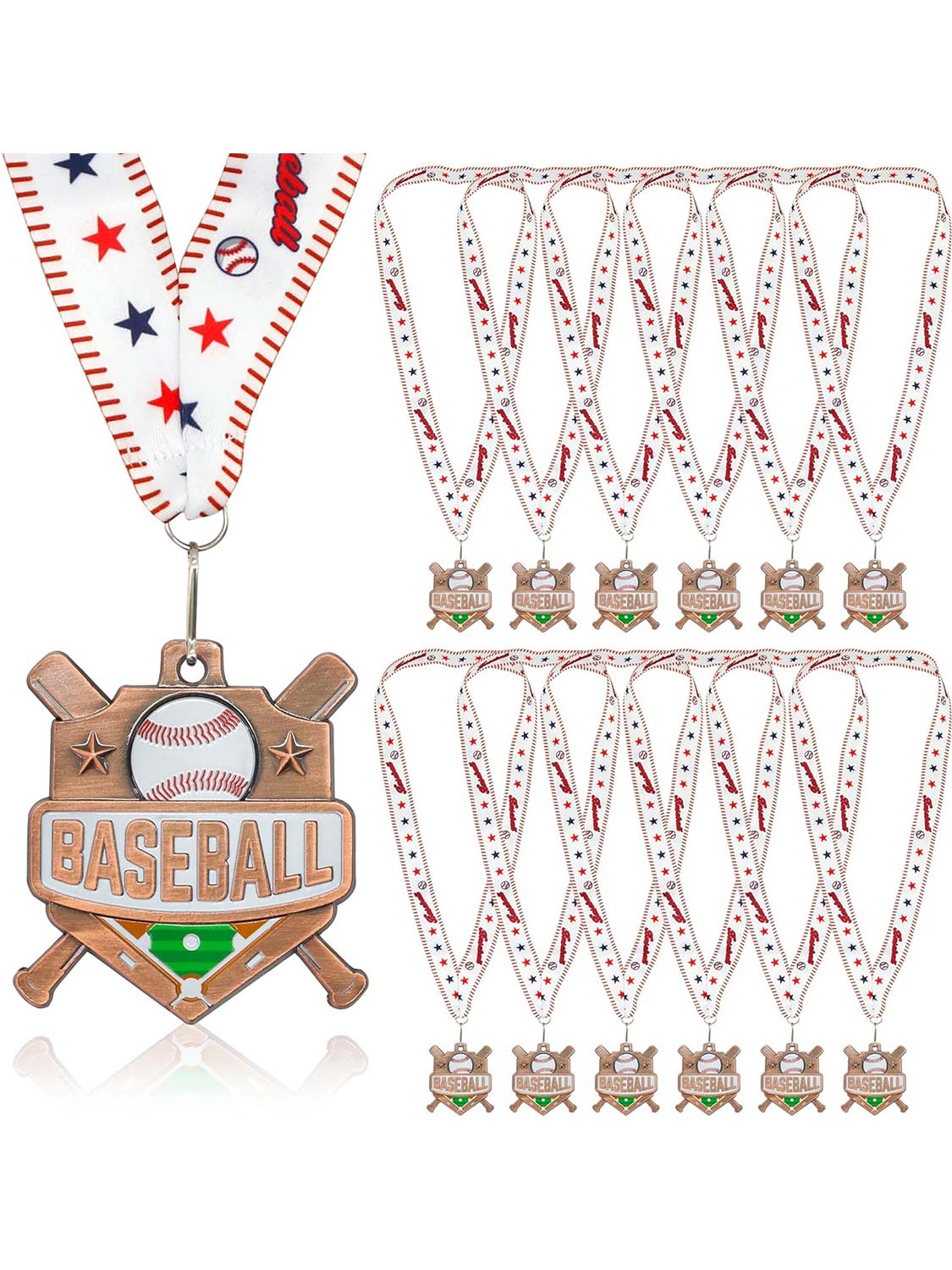 2.5 Inches Baseball Award Medals with Neck Ribbons