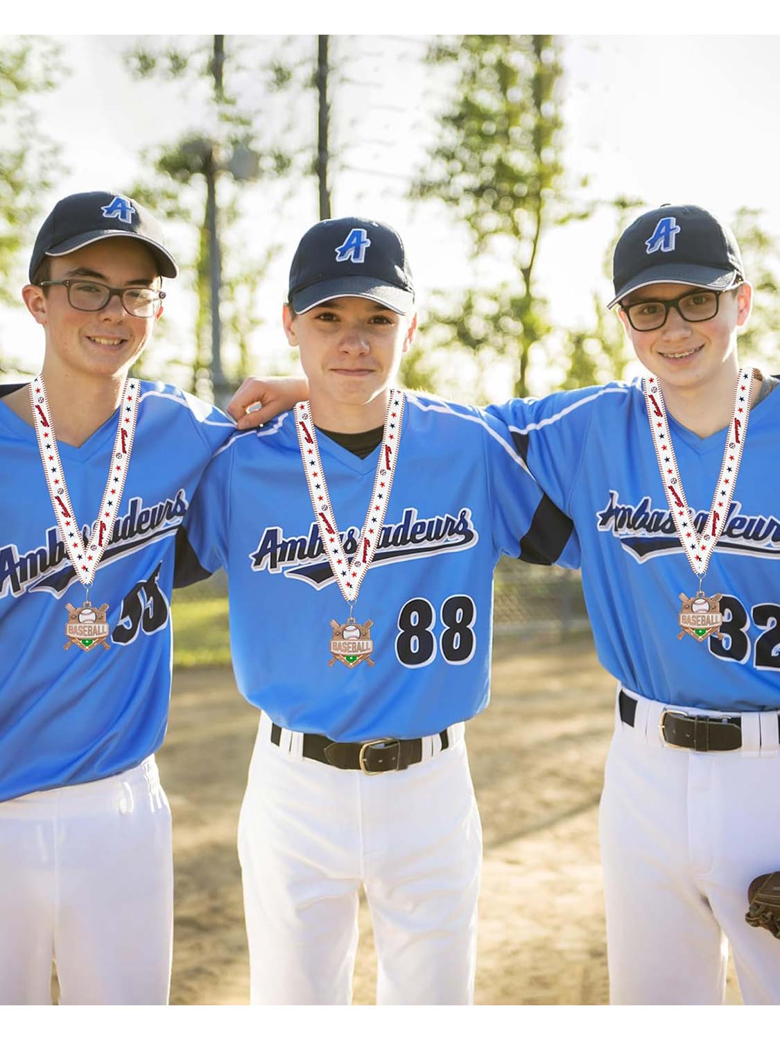 2.5 Inches Baseball Award Medals with Neck Ribbons