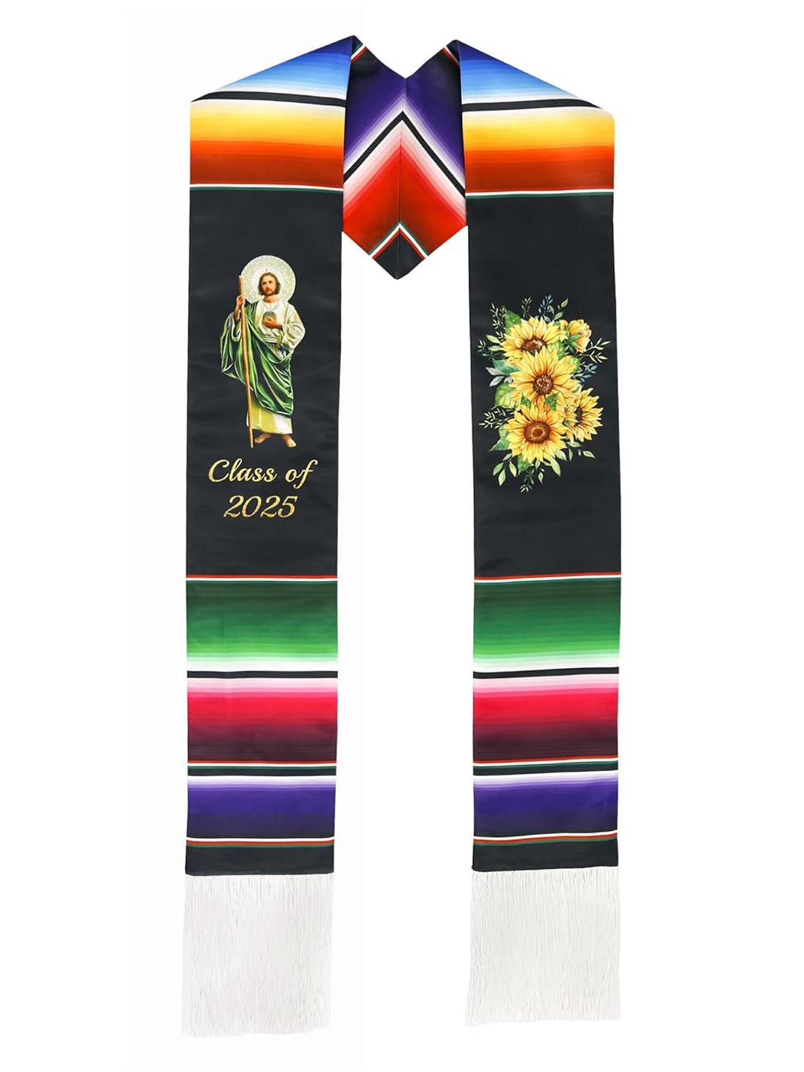 Mexican 72" Class of 2025 Graduation Stole with White Tassels - 4 styles available