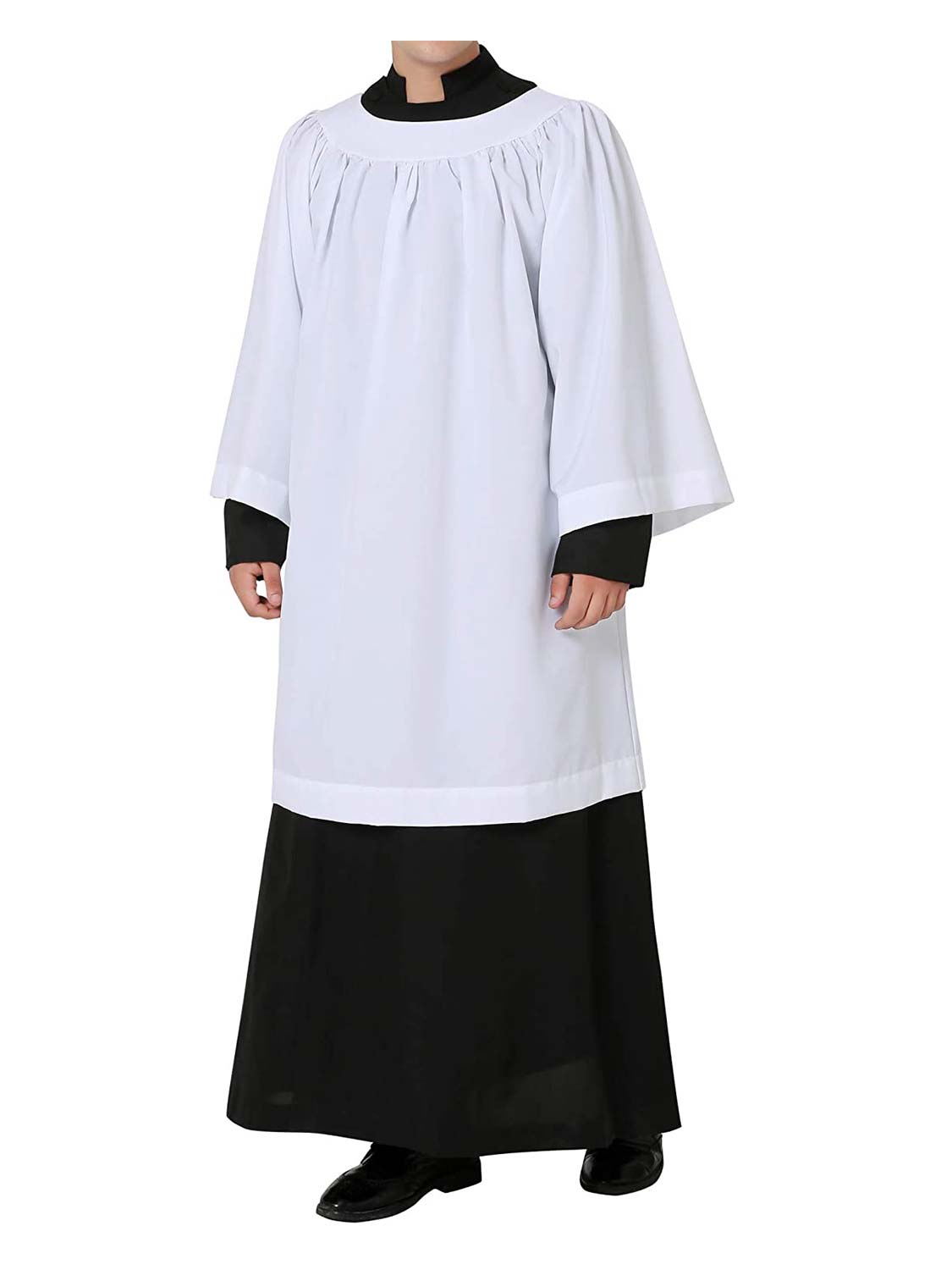 Premium White Square / Round Neck Surplice Prist Robe for Cassock