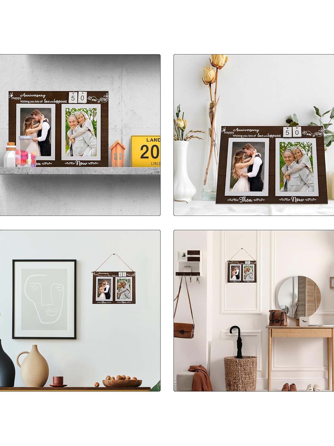 4*6 Brown Anniversary Wood Photo Frame Holds