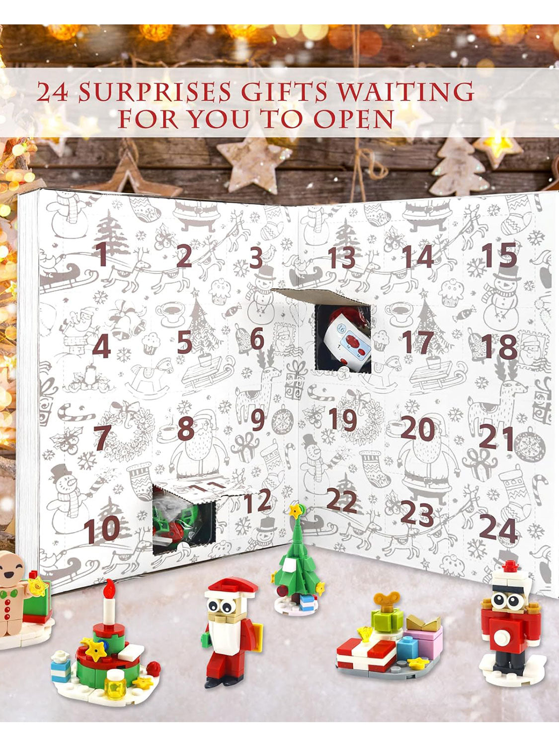 Christmas 24 Days Countdown Surprise Christmas Building Set Contains 24 Different Assemblable Building Blocks