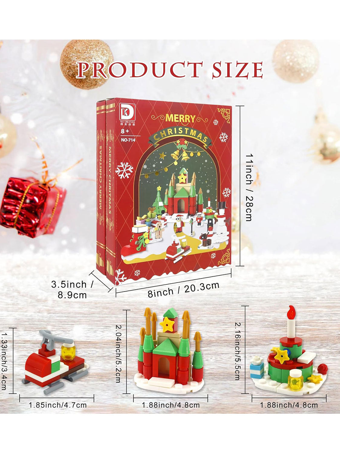 Christmas 24 Days Countdown Surprise Christmas Building Set Contains 24 Different Assemblable Building Blocks