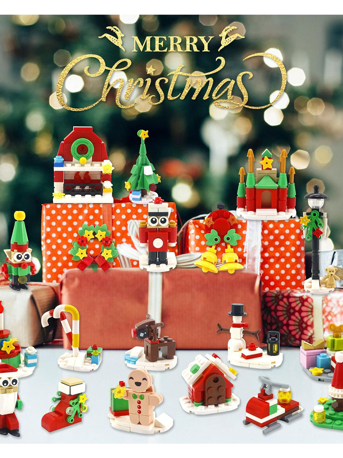 Christmas 24 Days Countdown Surprise Christmas Building Set Contains 24 Different Assemblable Building Blocks