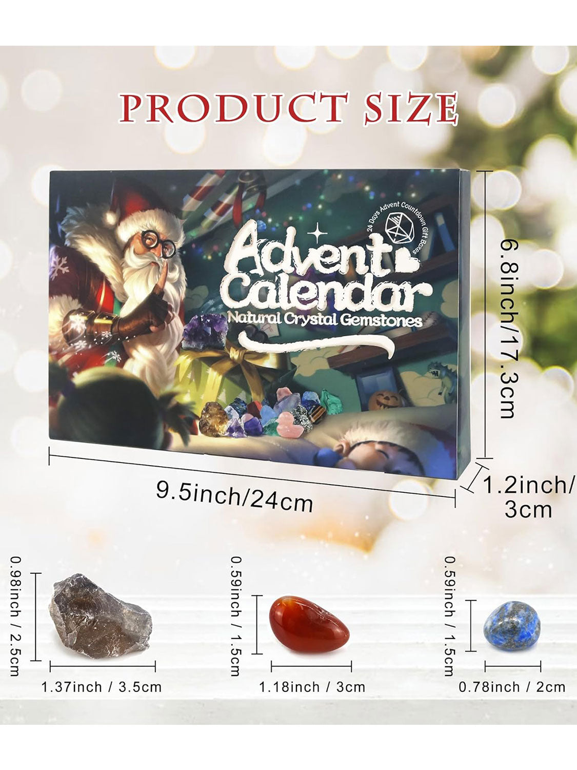 Christmas 24 Days Countdown Surprise Gem Series Gifts Contain 24 Different Kinds of Rocks