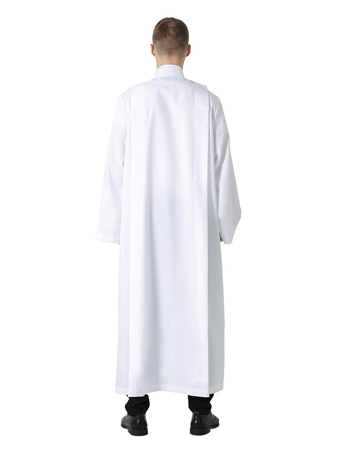 Front Wrap Clergy White ALB with Cotton Knot