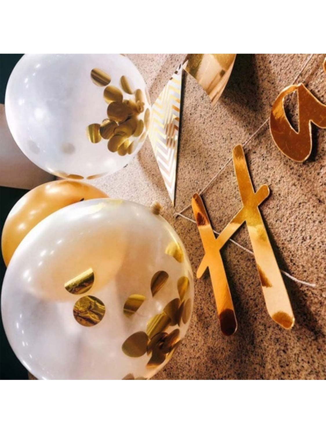 Latex Balloons with Gold & Silver Confetti Pack of 20 for Party Decoration