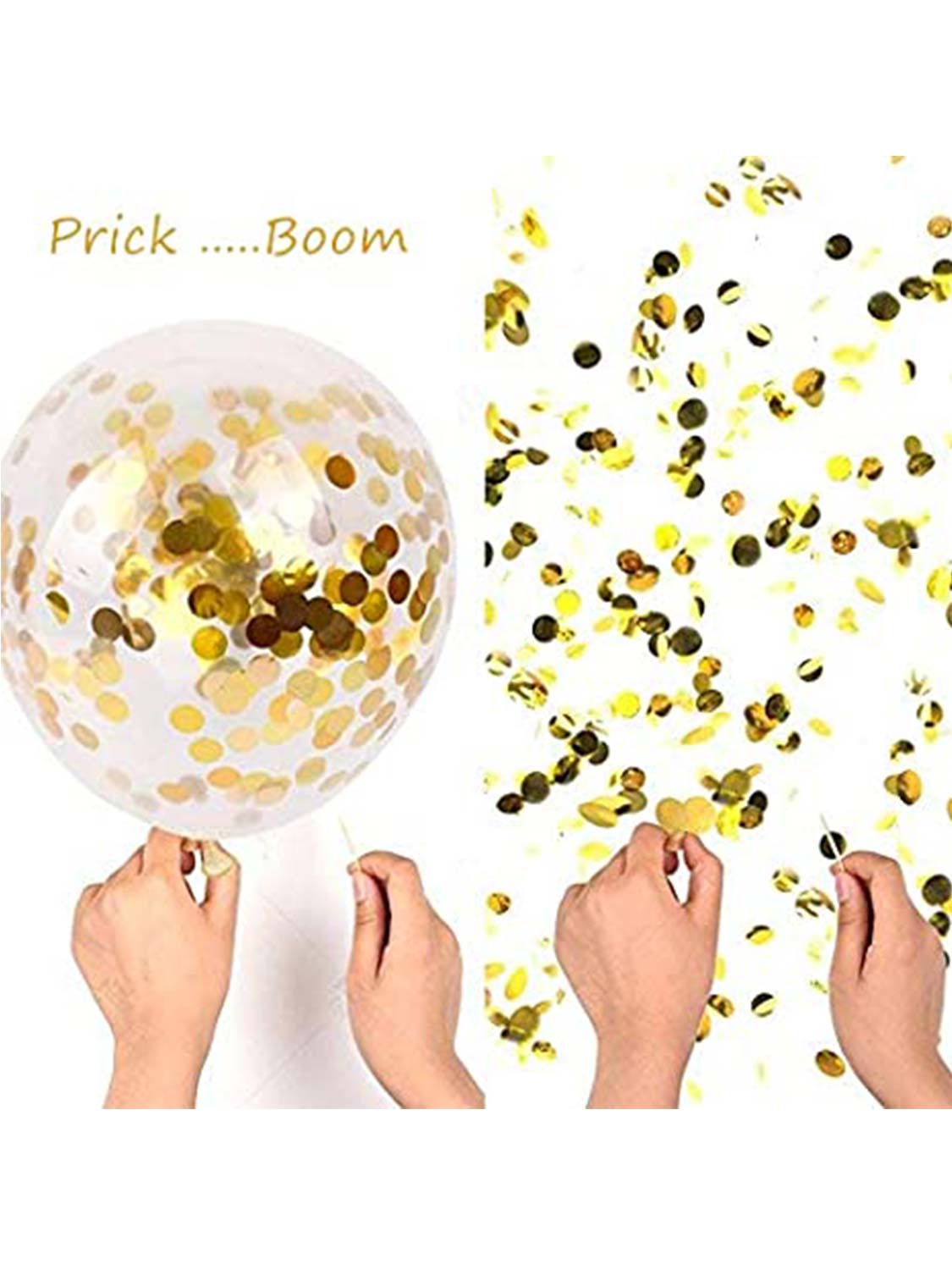 Latex Balloons with Gold & Silver Confetti Pack of 20 for Party Decoration