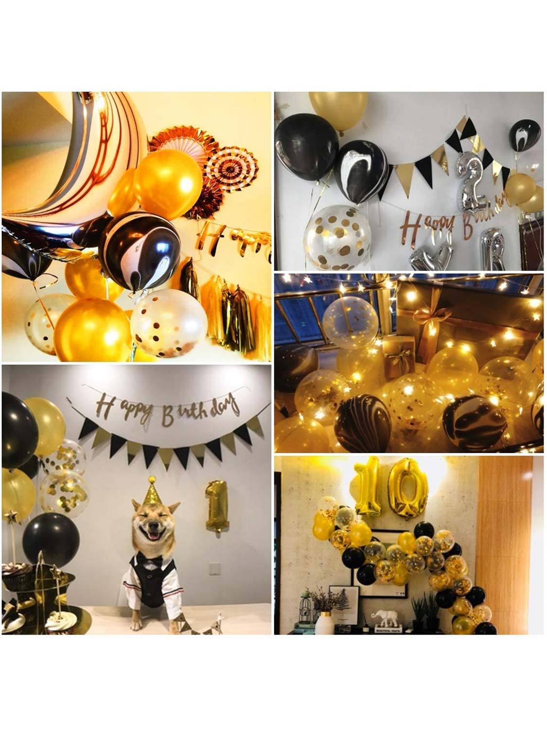 Latex Balloons with Gold & Silver Confetti Pack of 20 for Party Decoration