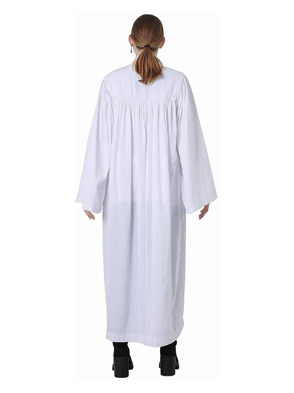 Unisex Premium Adult White Baptismal Robe with Embroidered Dove