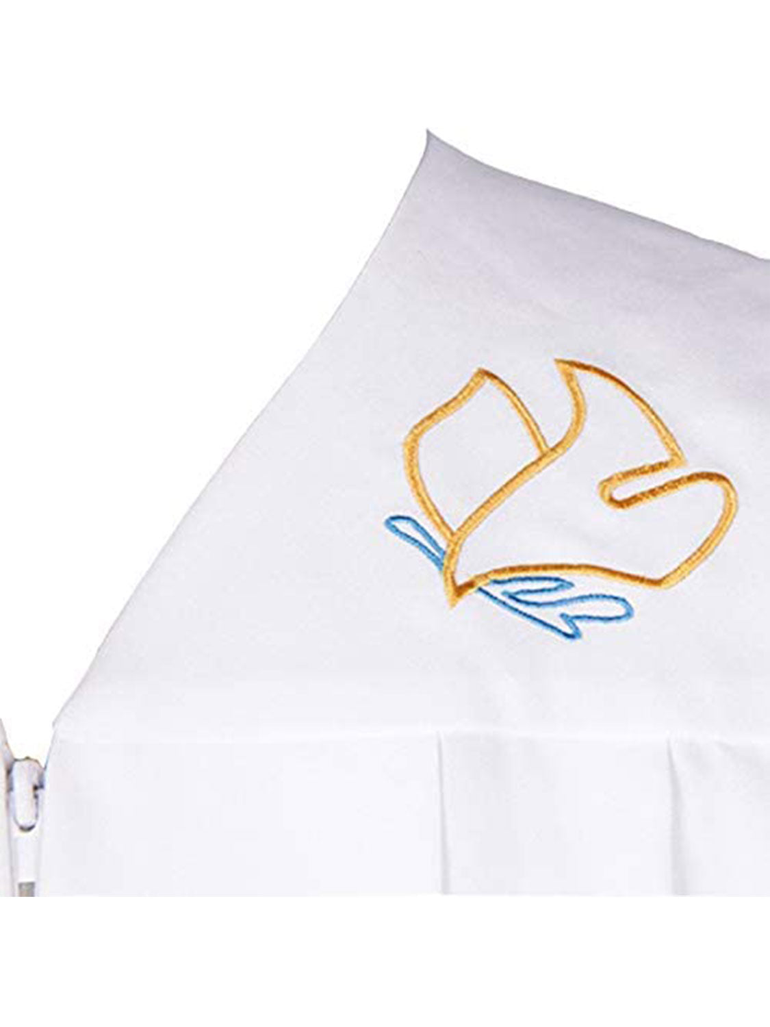 Unisex Premium Adult White Baptismal Robe with Embroidered Dove