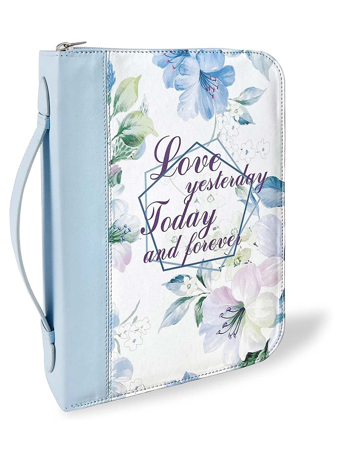 Floral PU Leather Durable Zipper Bible Carrying Bag