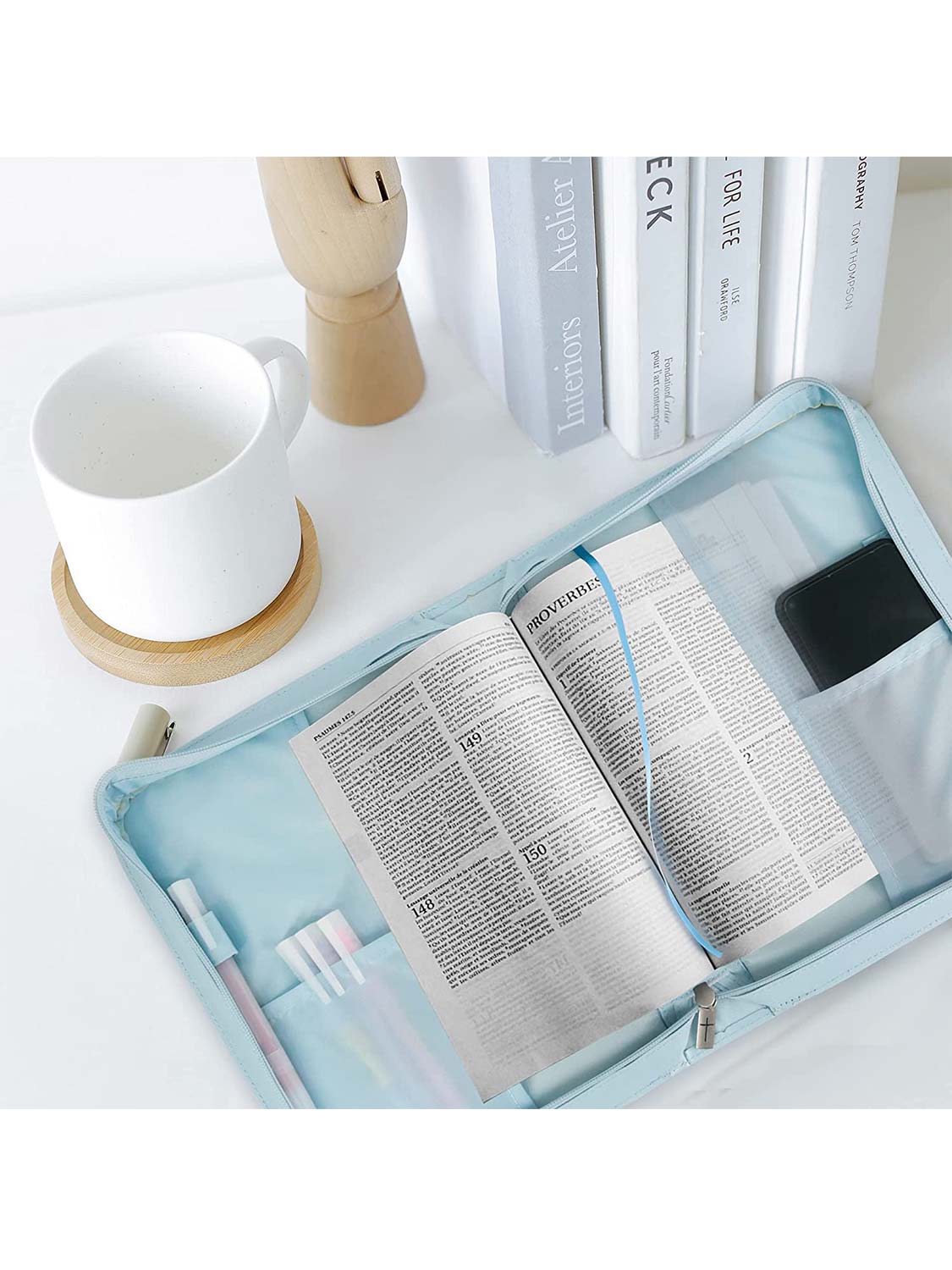 Floral PU Leather Durable Zipper Bible Carrying Bag