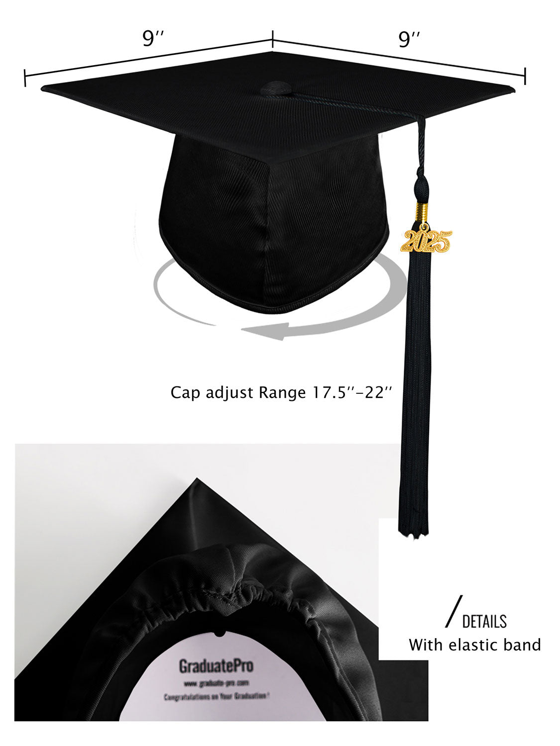 Shiny Kindergarten Cap and Tassel - 12 Colors Available