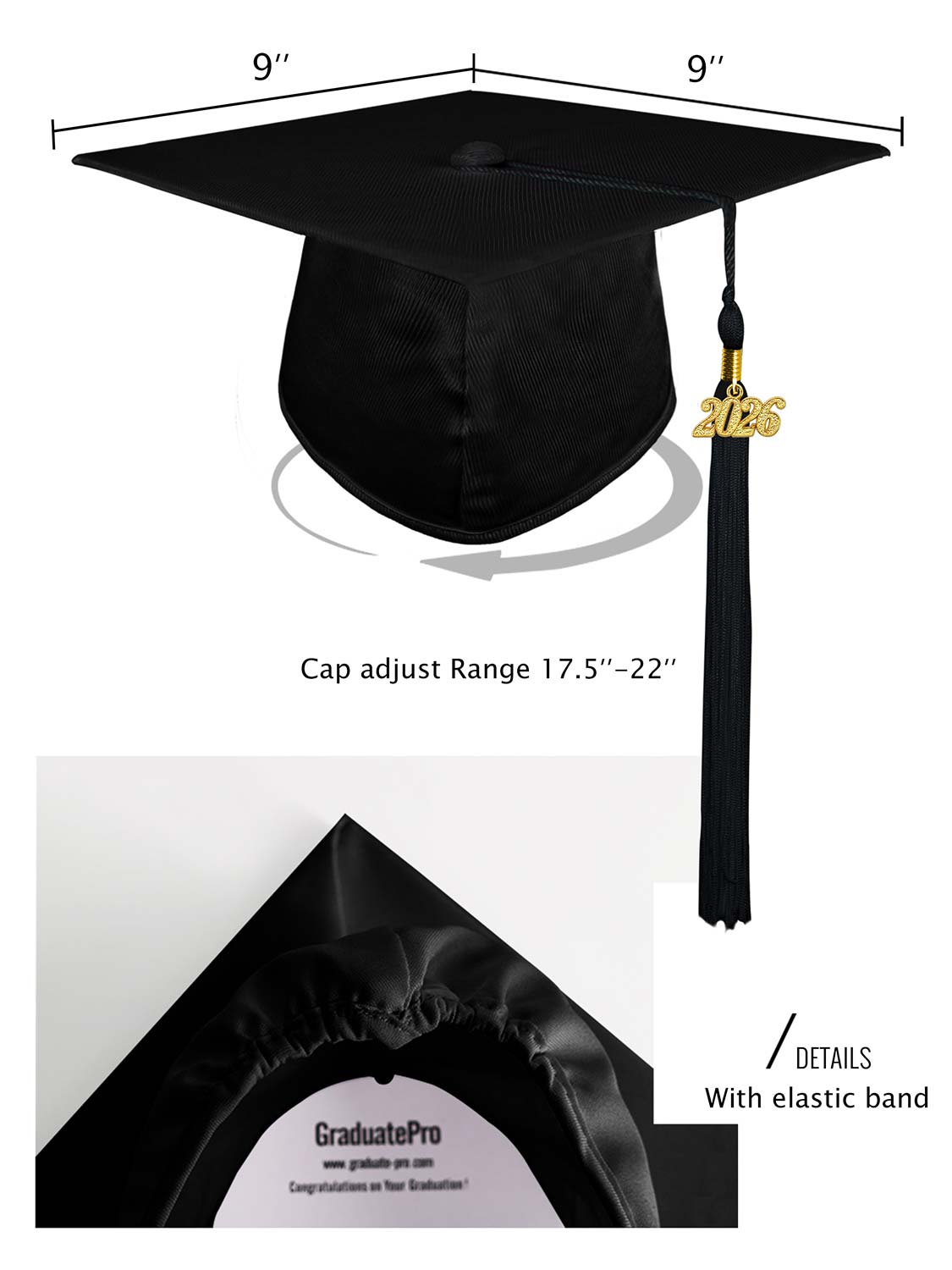 Shiny Kindergarten Cap and Tassel - 12 Colors Available