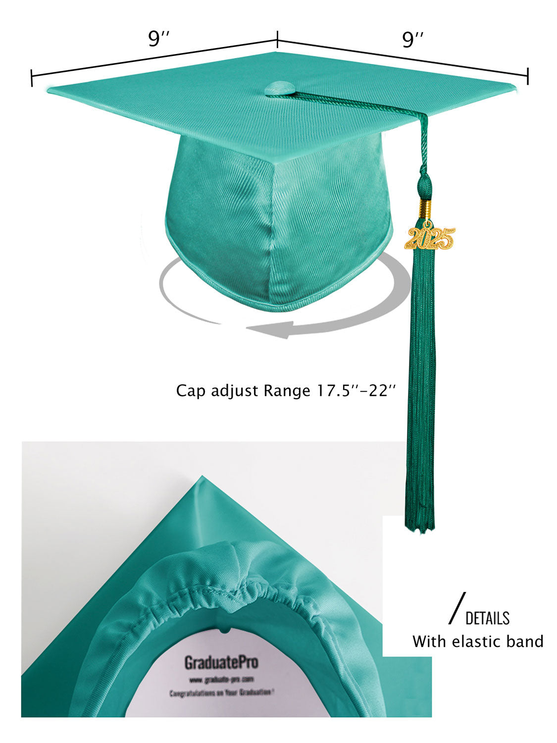 Shiny Kindergarten Cap and Tassel - 12 Colors Available