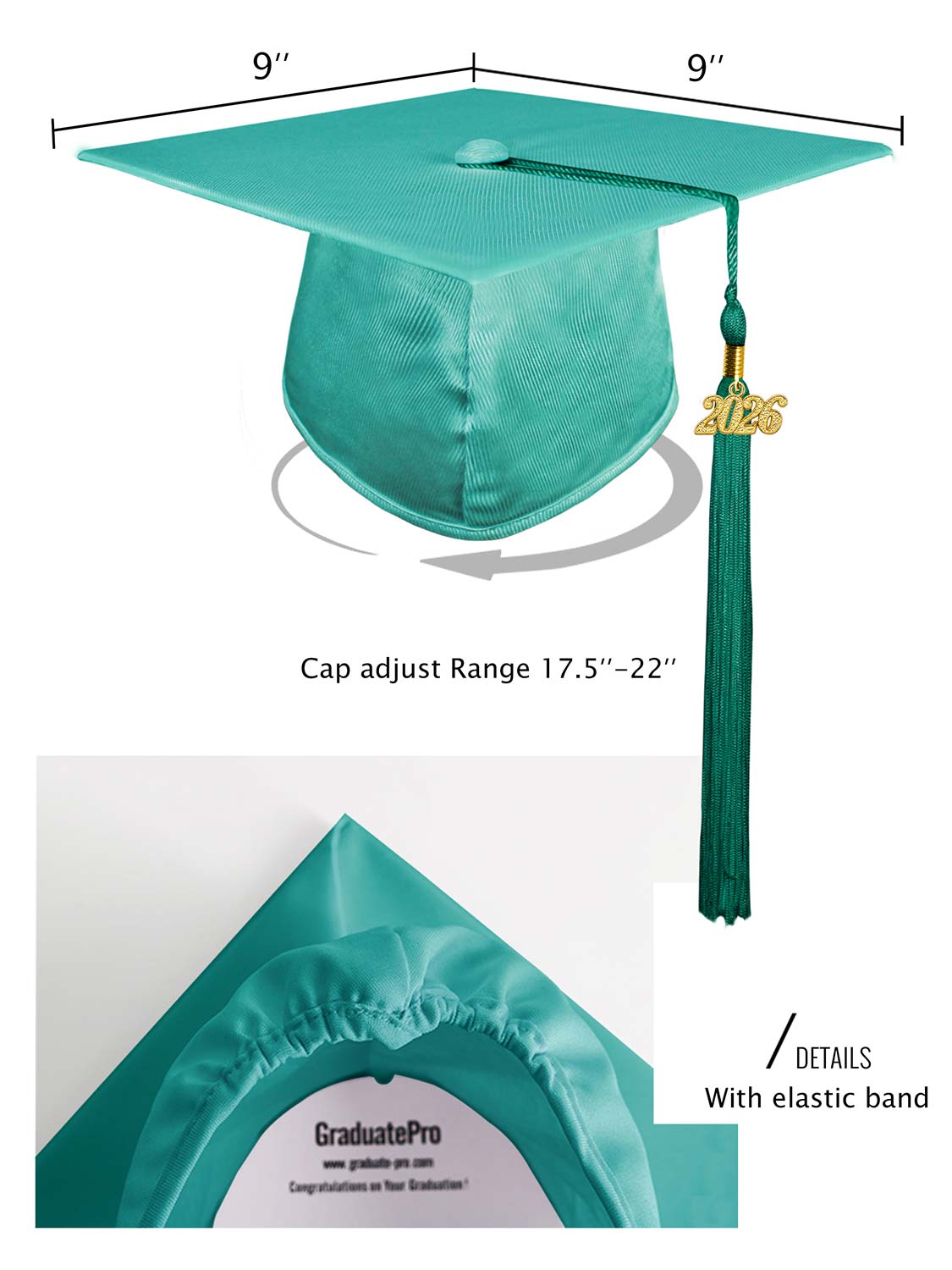 Shiny Kindergarten Cap and Tassel - 12 Colors Available