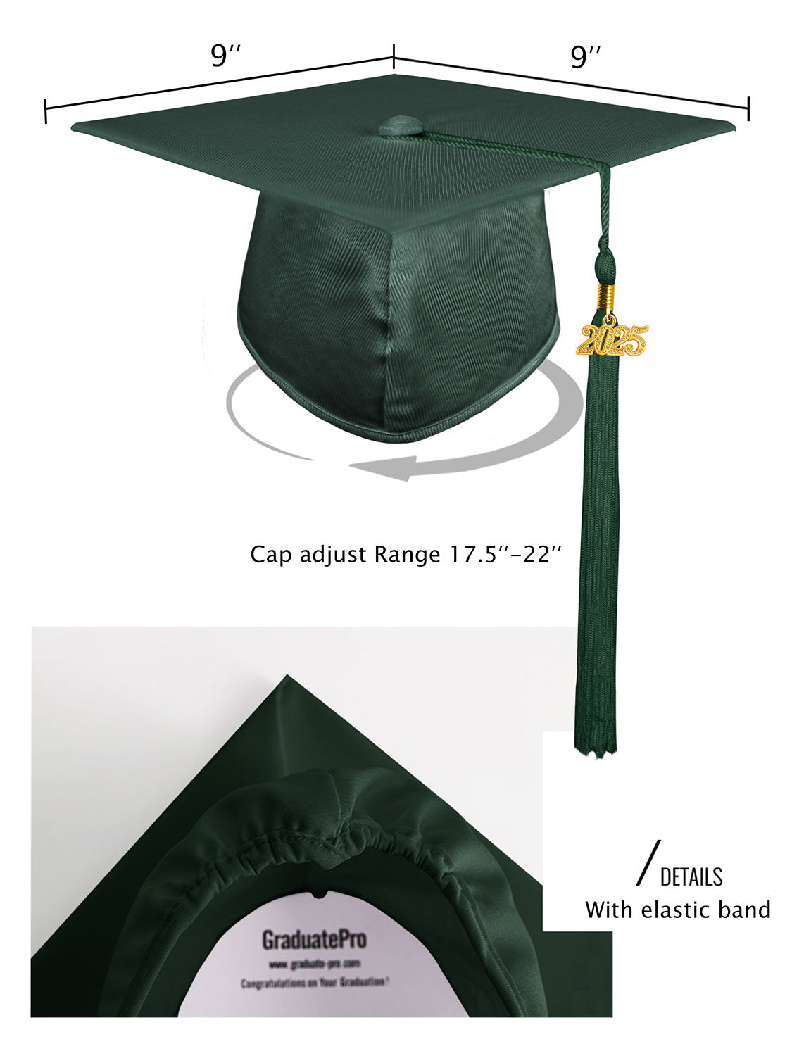 Shiny Kindergarten Cap and Tassel - 12 Colors Available