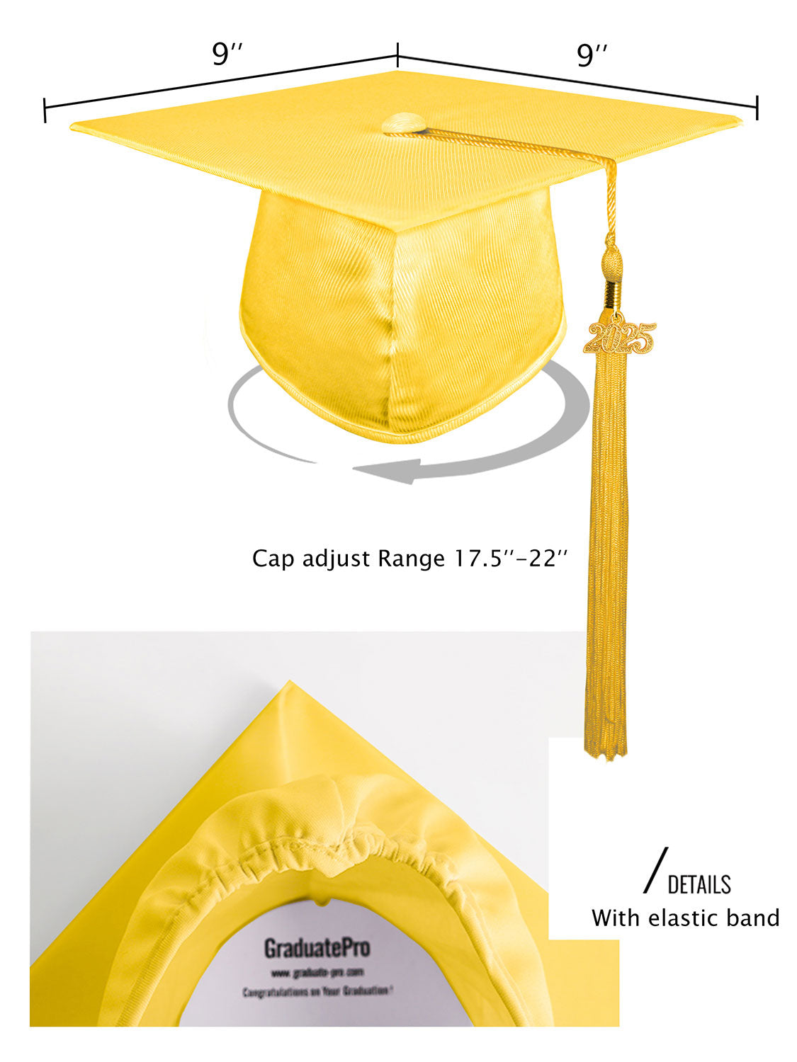 Shiny Kindergarten Cap and Tassel - 12 Colors Available