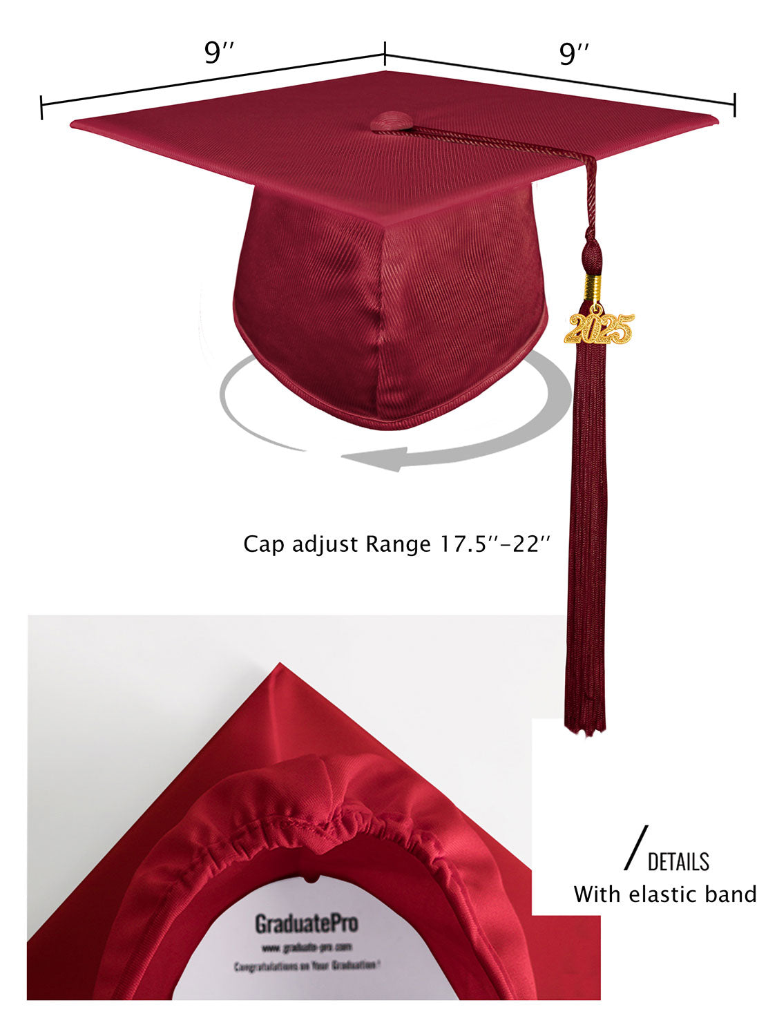 Shiny Kindergarten Cap and Tassel - 12 Colors Available