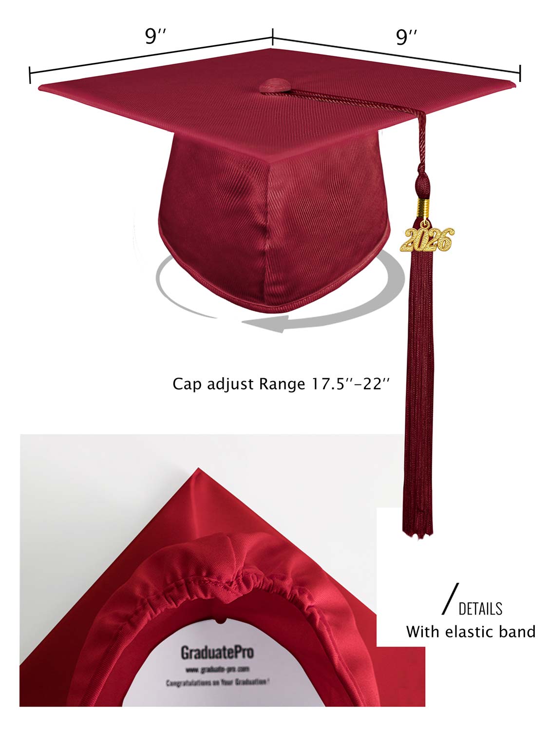Shiny Kindergarten Cap and Tassel - 12 Colors Available
