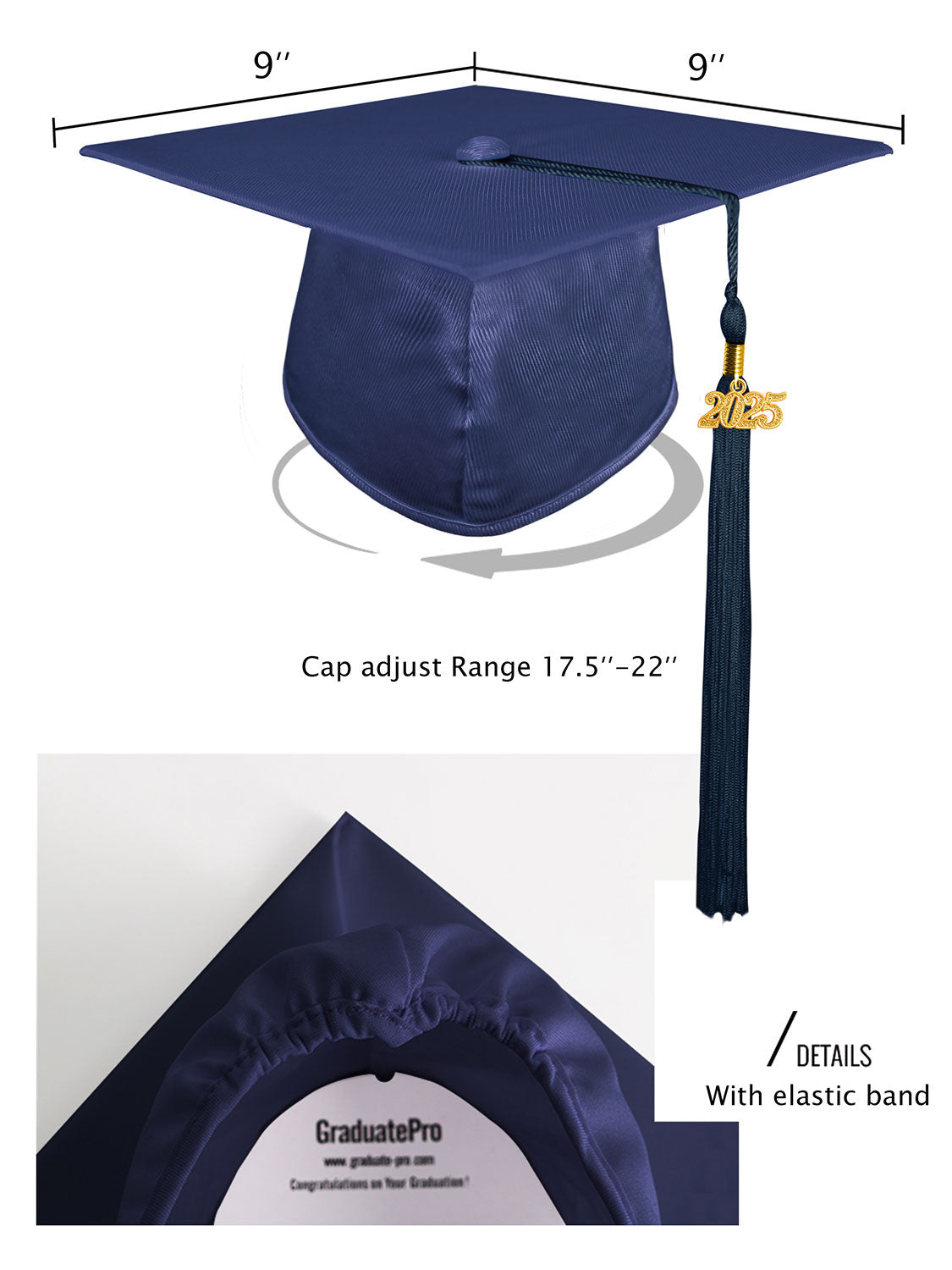 Shiny Kindergarten Cap and Tassel - 12 Colors Available