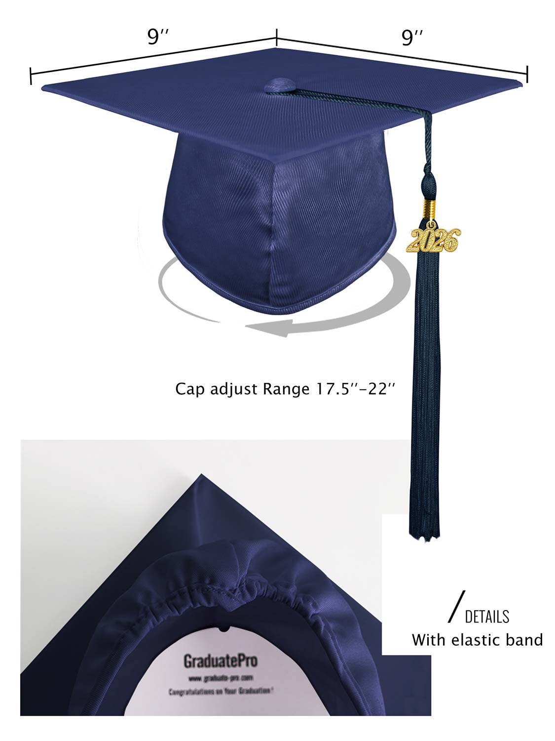 Shiny Kindergarten Cap and Tassel - 12 Colors Available