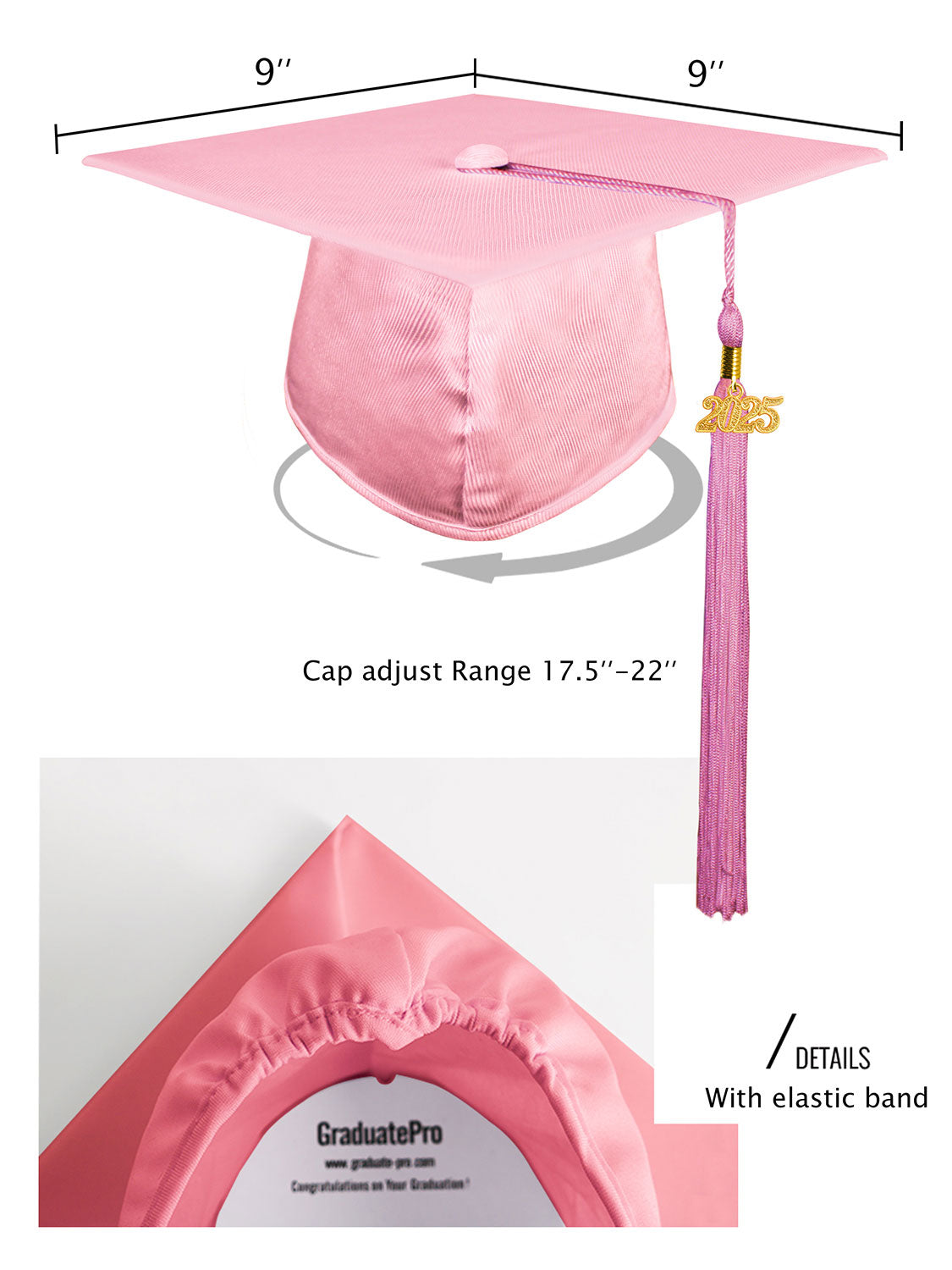 Shiny Kindergarten Cap and Tassel - 12 Colors Available