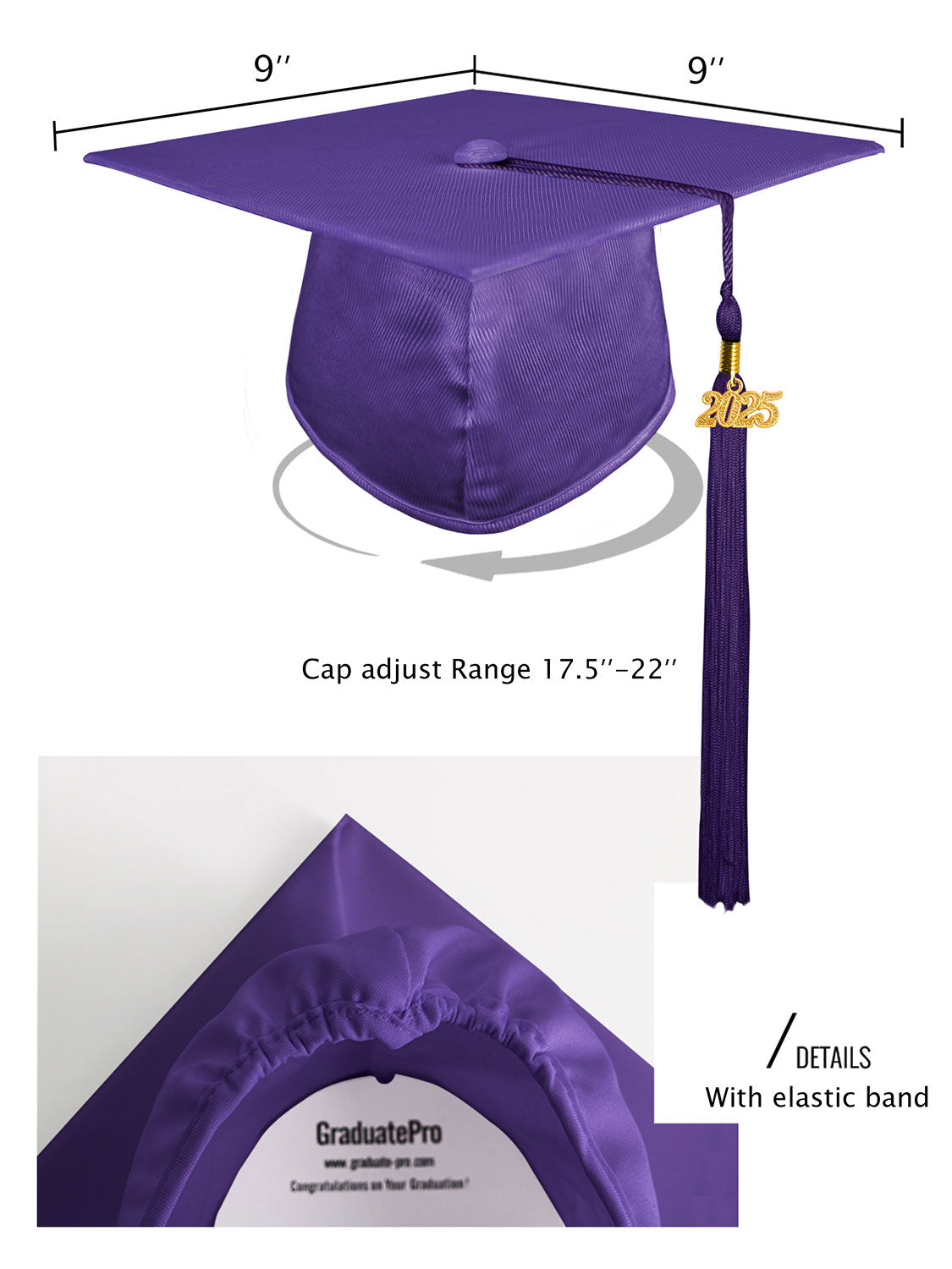 Shiny Kindergarten Cap and Tassel - 12 Colors Available