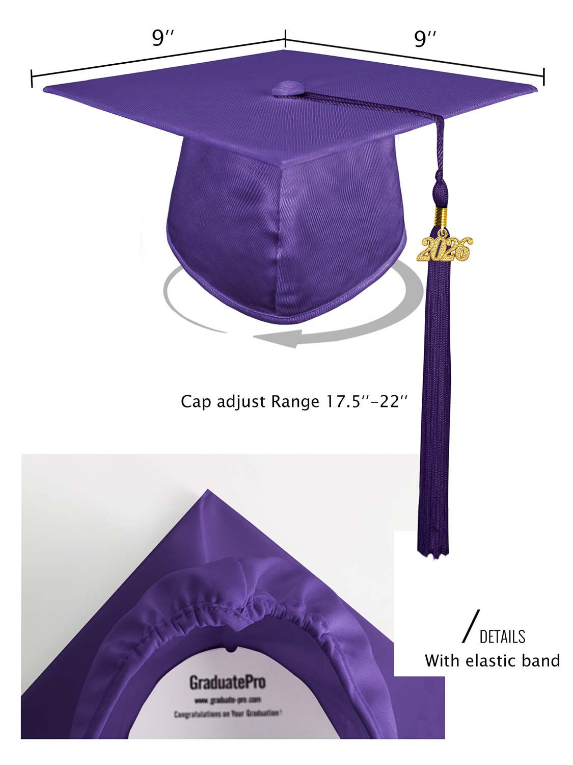 Shiny Kindergarten Cap and Tassel - 12 Colors Available