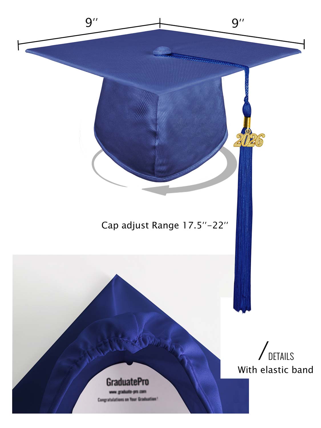 Shiny Kindergarten Cap and Tassel - 12 Colors Available