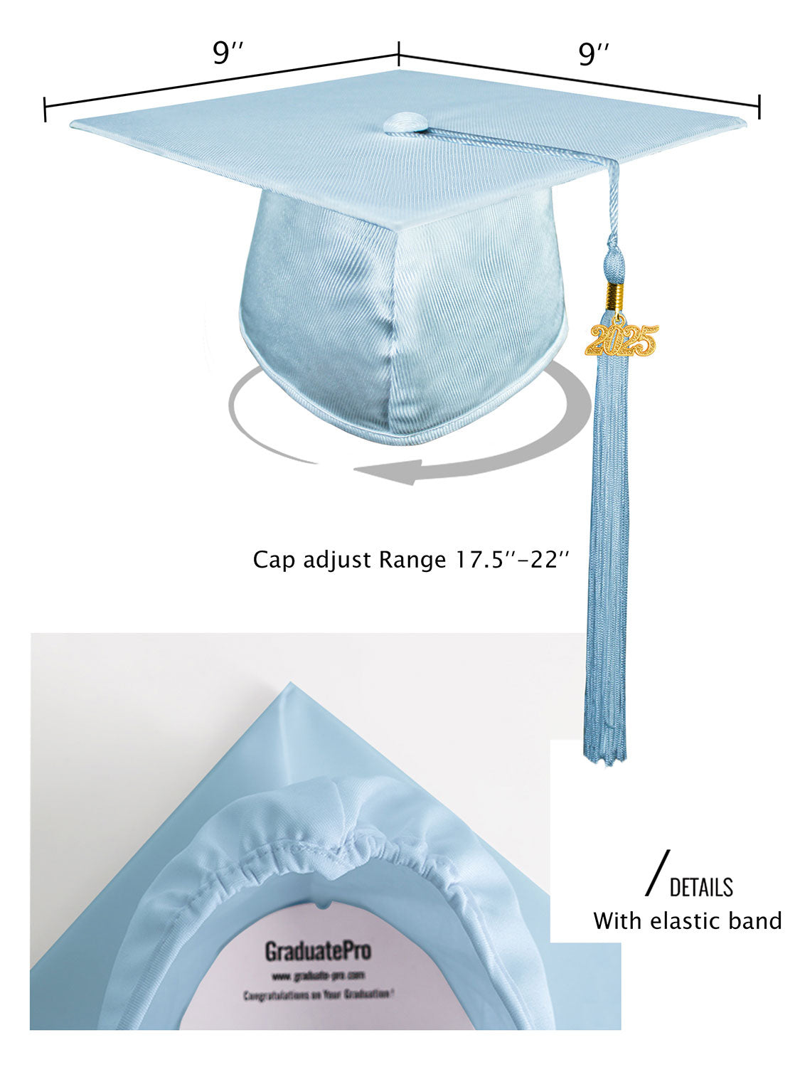 Shiny Kindergarten Cap and Tassel - 12 Colors Available