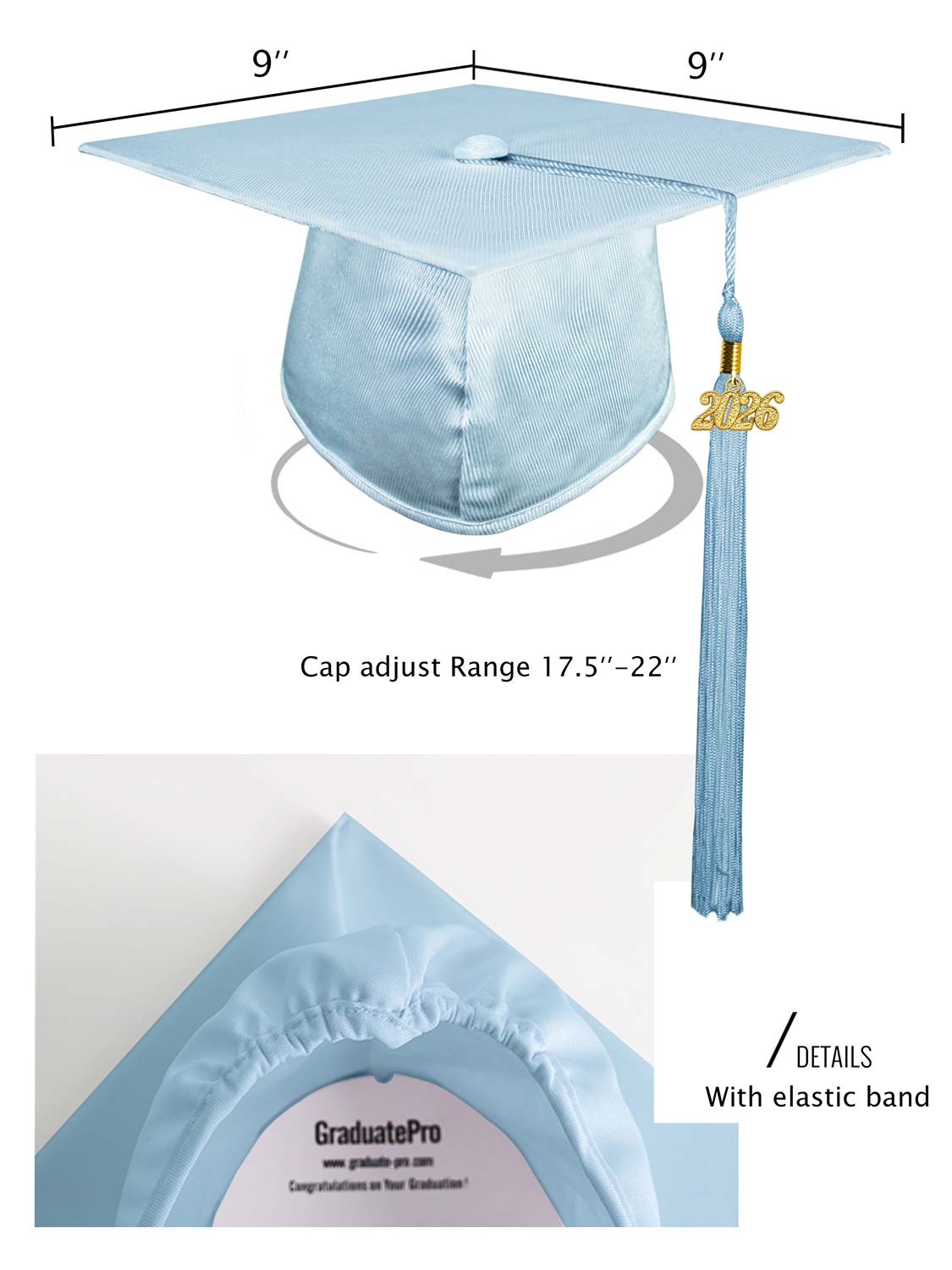 Shiny Kindergarten Cap and Tassel - 12 Colors Available